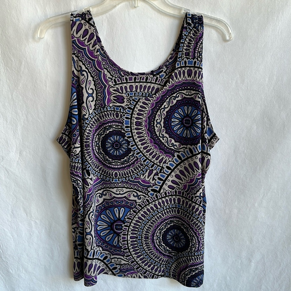 Purple, blue, and gray stretchy tank top, size XL